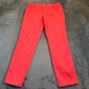 Seven 7 High Rise Skinny Crop Jeans Womens Size 6 Coral Pink Stretch